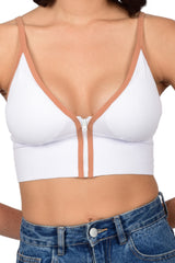 Bare Dezire Front Zip lightly Padded Cami Top Bra for Women