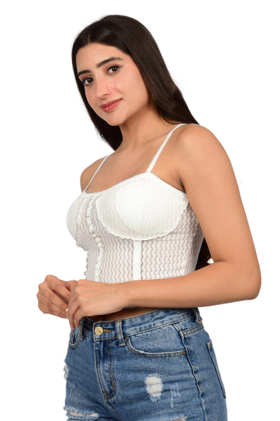 Bare Dezire Elastane Lightly Padded Tank Top for Women