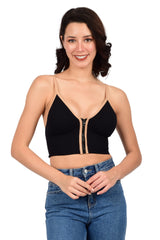 Bare Dezire Front Zip lightly Padded Cami Top Bra for Women