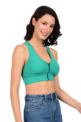 Bare Dezire High Impact Front Zip Cotton Padded Sports Bra for Women