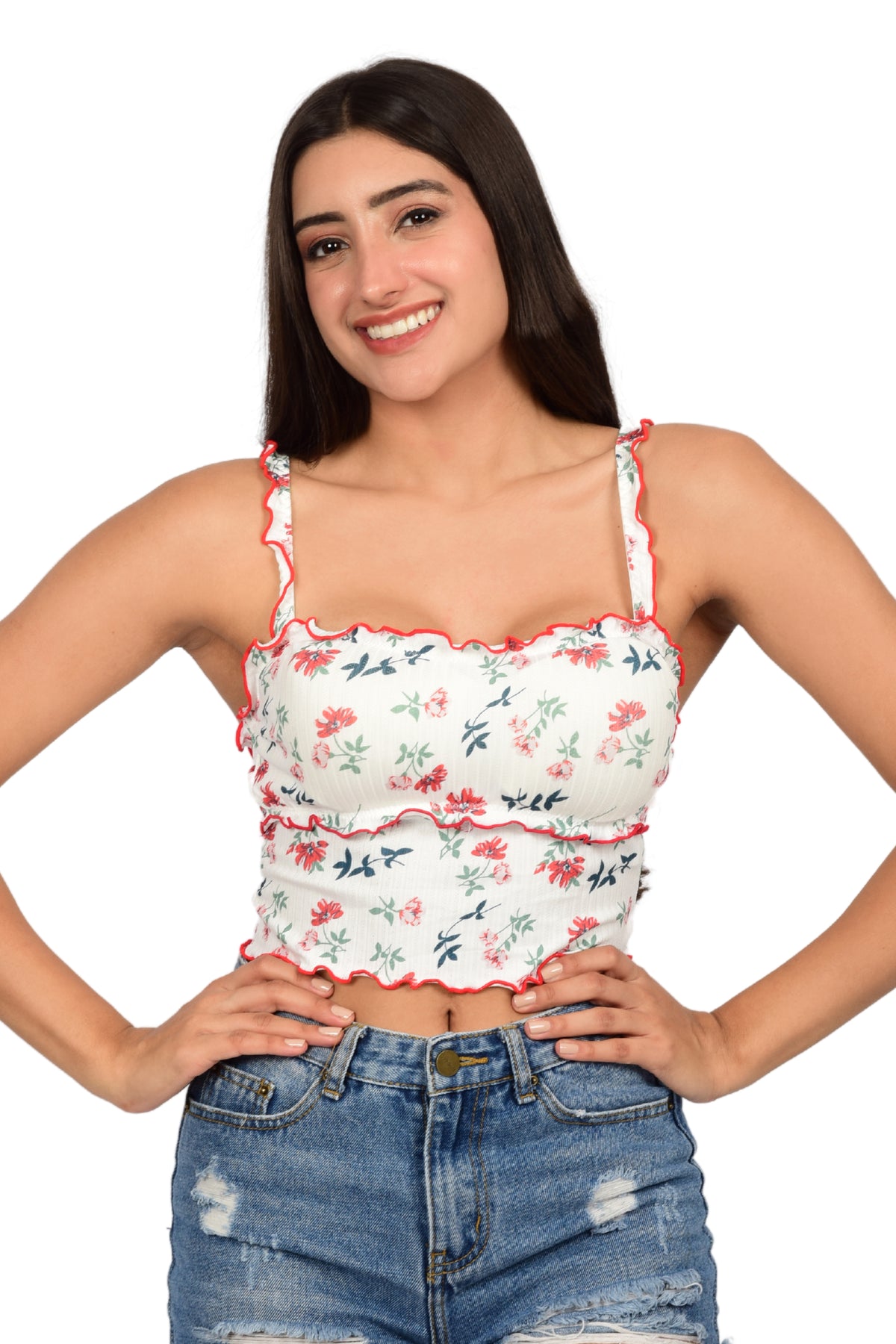 Bare Dezire Floral Print Lightly Padded Cami Top For Women