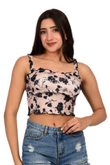 Bare Dezire Floral Print Lightly Padded Cami Top For Women