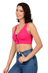 Bare Dezire High Impact Front Zip Cotton Padded Sports Bra for Women