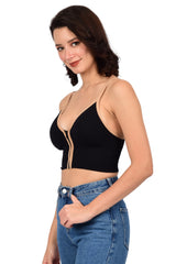 Bare Dezire Front Zip lightly Padded Cami Top Bra for Women