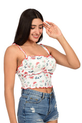 Bare Dezire Floral Print Lightly Padded Cami Top For Women