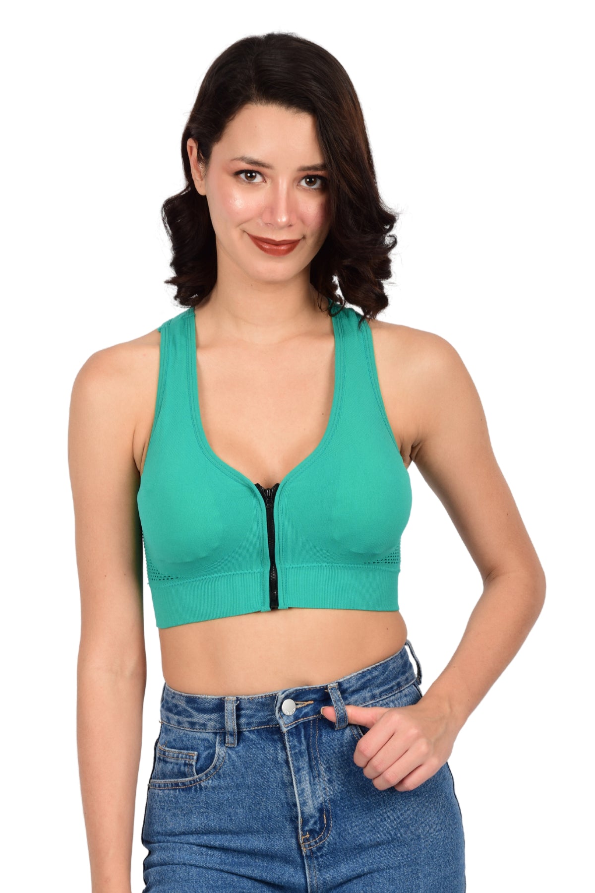 Bare Dezire High Impact Front Zip Cotton Padded Sports Bra for Women