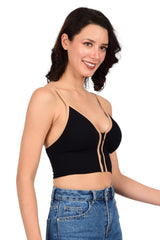 Bare Dezire Front Zip lightly Padded Cami Top Bra for Women