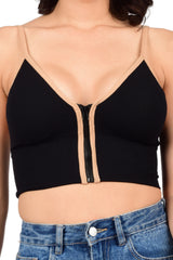 Bare Dezire Front Zip lightly Padded Cami Top Bra for Women