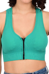 Bare Dezire High Impact Front Zip Cotton Padded Sports Bra for Women