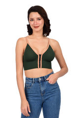 Bare Dezire Front Zip lightly Padded Cami Top Bra for Women