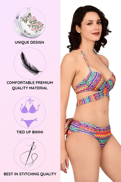 Bare Dezire Multi Colour Printed Swimwear Bikini Set for Women