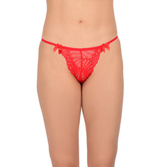 Bare Dezire Women’s Thong Panty, Thong for Women for Sexy Night, Fabric Made of Lace and Spandex, Easy to Wash and Wear Sexy Bikini Thongs for Women, Red.