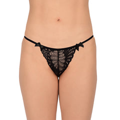 Bare Dezire Women’s Thong Panty, Thong for Women for Sexy Night, Fabric Made of Lace and Spandex, Easy to Wash and Wear Sexy Bikini Thongs for Women, Black.