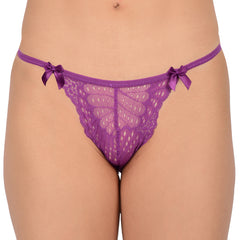 Bare Dezire Women’s Thong Panty, Thong for Women for Sexy Night, Fabric Made of Lace and Spandex, Easy to Wash and Wear Sexy Bikini Thongs for Women, Purple.