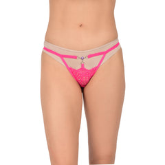 Bare Dezire Women’s Thong Panty | Thong for Women for Sexy Night, Fabric Made of Lace and Spandex, Easy to Wash and Wear Sexy Bikini Thongs for Women, Light Pink.