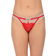 Bare Dezire Women’s Thong Panty | Thong for Women for Sexy Night, Fabric Made of Lace and Spandex, Easy to Wash and Wear Sexy Bikini Thongs for Women, Red.