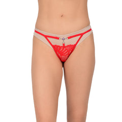 Bare Dezire Women’s Thong Panty | Thong for Women for Sexy Night, Fabric Made of Lace and Spandex, Easy to Wash and Wear Sexy Bikini Thongs for Women, Red.