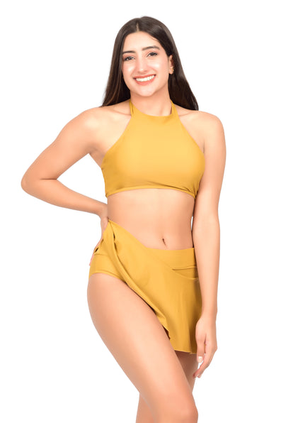 Bare Dezire Two Piece Lightly Padded Skirtini Swimwear for Women