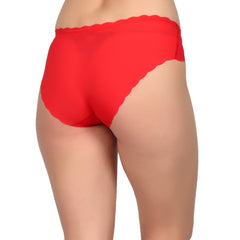 Bare Dezire Women's Seamless Designer Comfortable Panty for Daily Use, Red