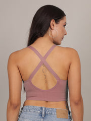 Cris-cross back slipon bralette top for women