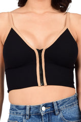 Bare Dezire Front Zip lightly Padded Cami Top Bra for Women - Bare Dezire