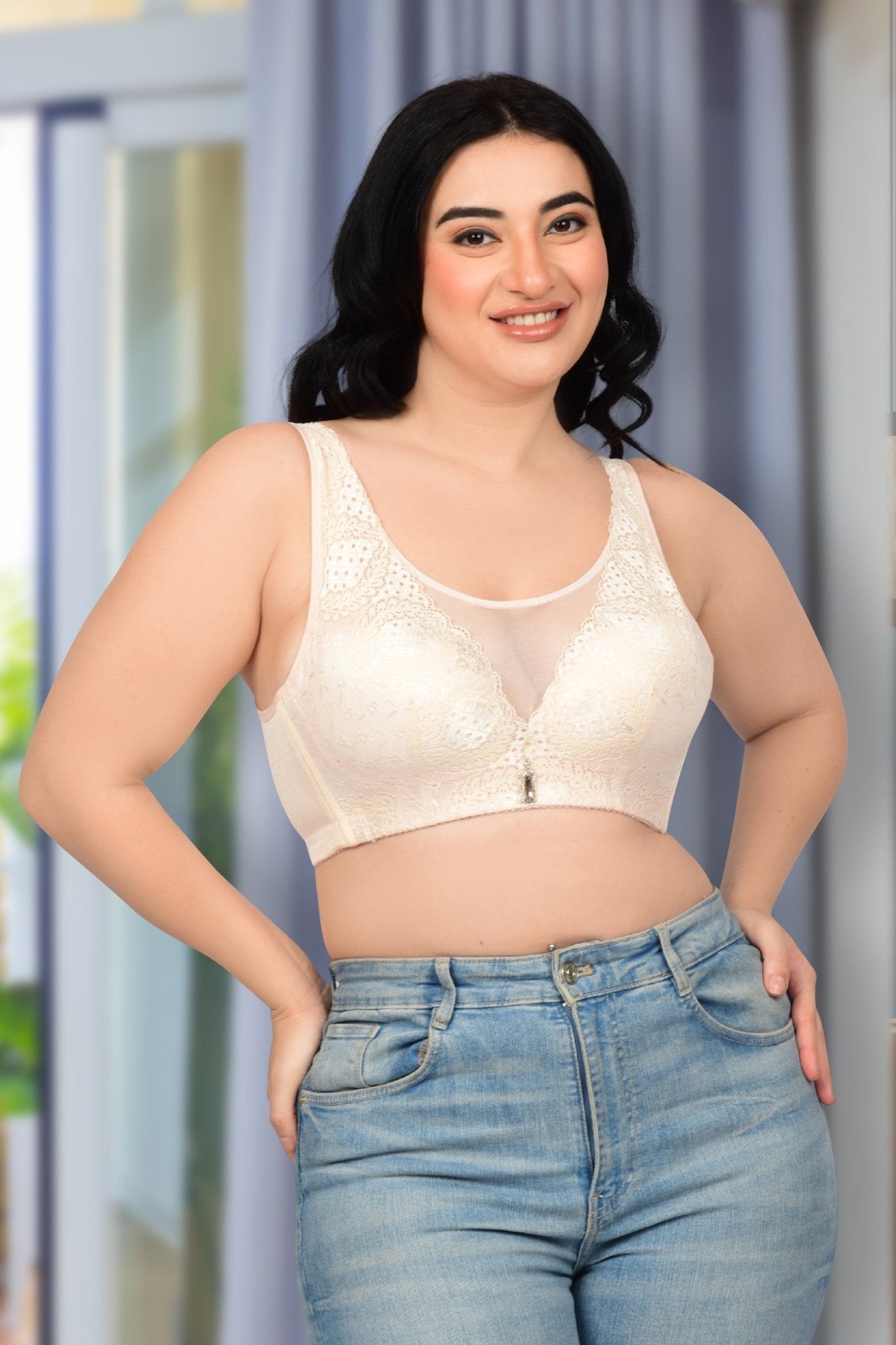 Bare Dezire Full Coverage Bralette Plus Size Padded Lace Bra for Women - Bare Dezire