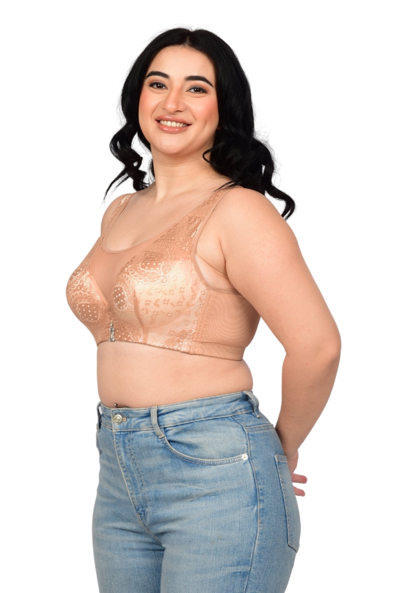 Bare Dezire Full Coverage Bralette Plus Size Padded Lace Bra for Women - Bare Dezire