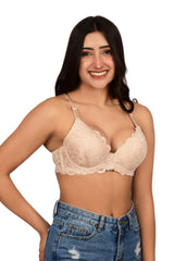 Bare Dezire Padded Demi Cup Coverage Pushup Bra for Women - Bare Dezire