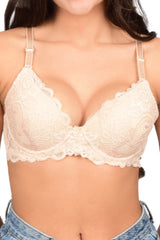 Bare Dezire Padded Demi Cup Coverage Pushup Bra for Women - Bare Dezire