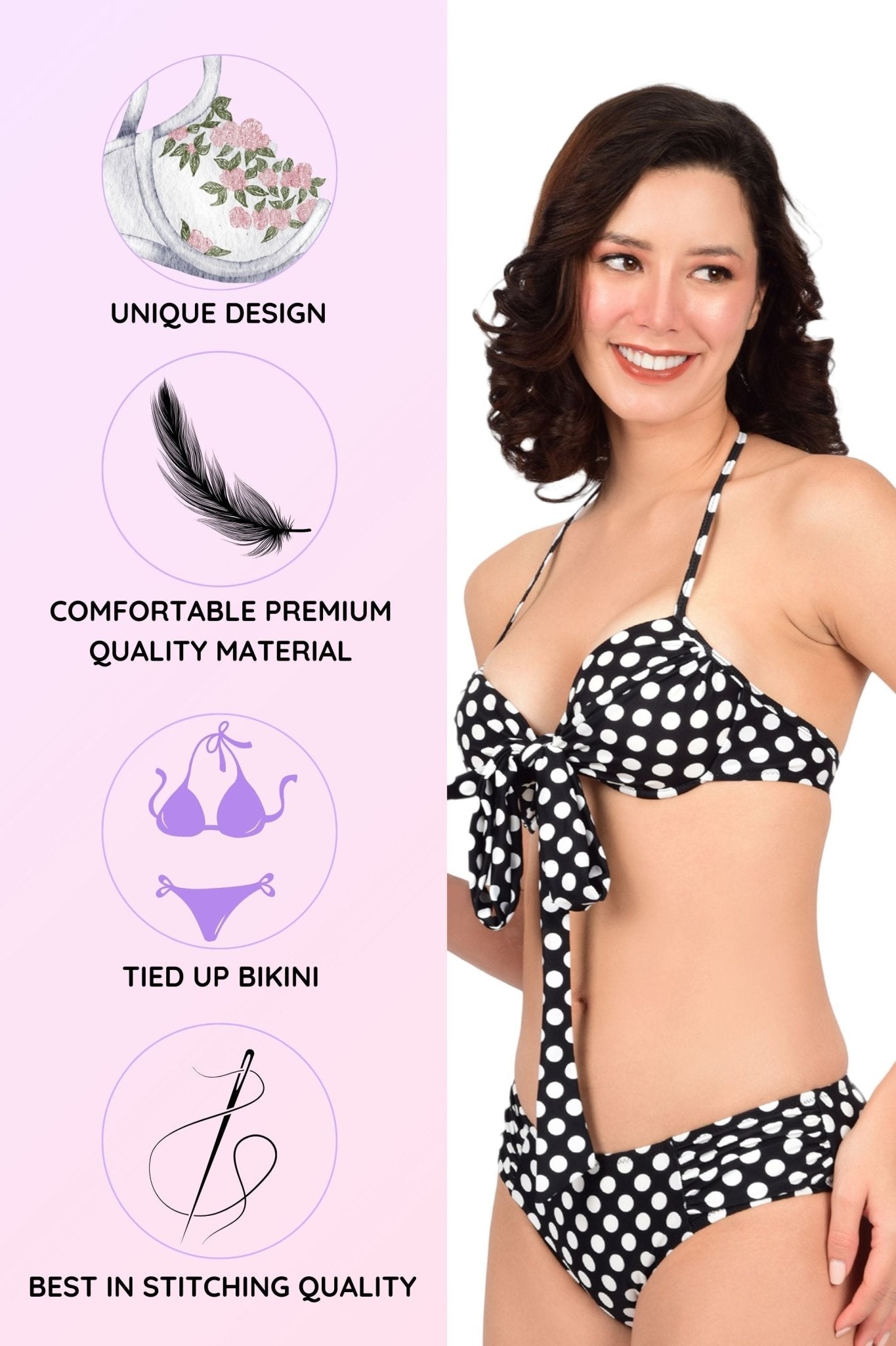 Bare Dezire Polka Printed Swim Bikini Set Perfect for Any Beach Look for women - Bare Dezire