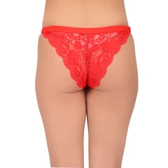 Bare Dezire Women's Bikini Stile Lace Fabric Panties for your Sexy night, Red. - Bare Dezire